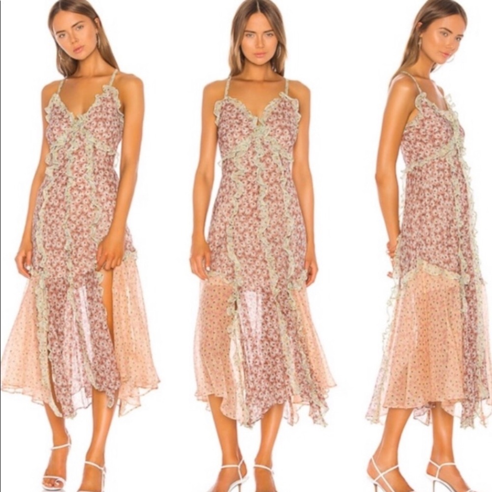 Rebecca Taylor Floral Lucia Silk Midi Dress